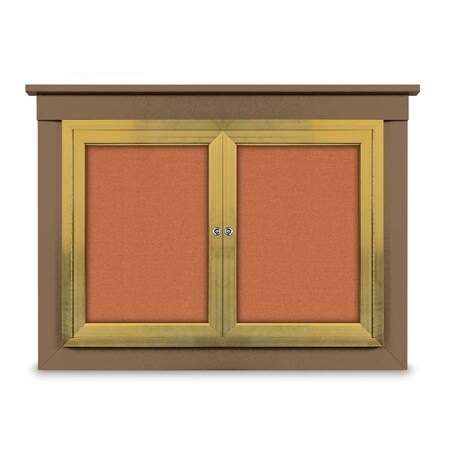 United Visual Products 18"x24" 1-Door Enclosed Letterboard, Header, Blue Felt/Cherry UV2620HD-CHERRY-BLUE